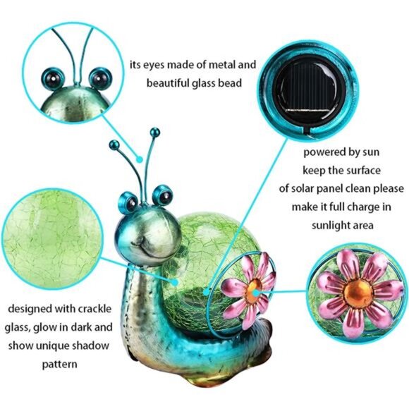 Solar Lantern Outdoor Waterproof LED Lights Snail Decorative Tabletop Lanterns - Picture 3 of 8